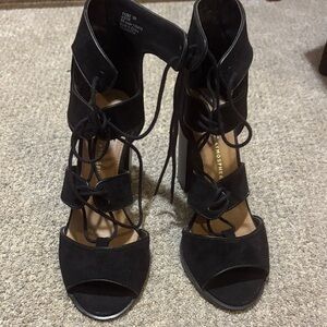 Atmosphere Black Lace-Up Heels